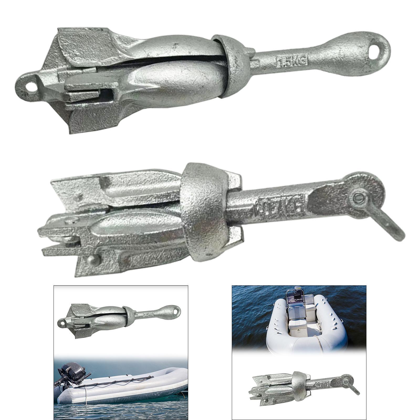 Fishing Kayak Anchor - สมอเรือพับได้ขนาดกะทัดรัด ทำจากเหล็กชุบสังกะสี สำหรับเจ็ทสกี เรือเร็ว แพ ล่องแก่ง