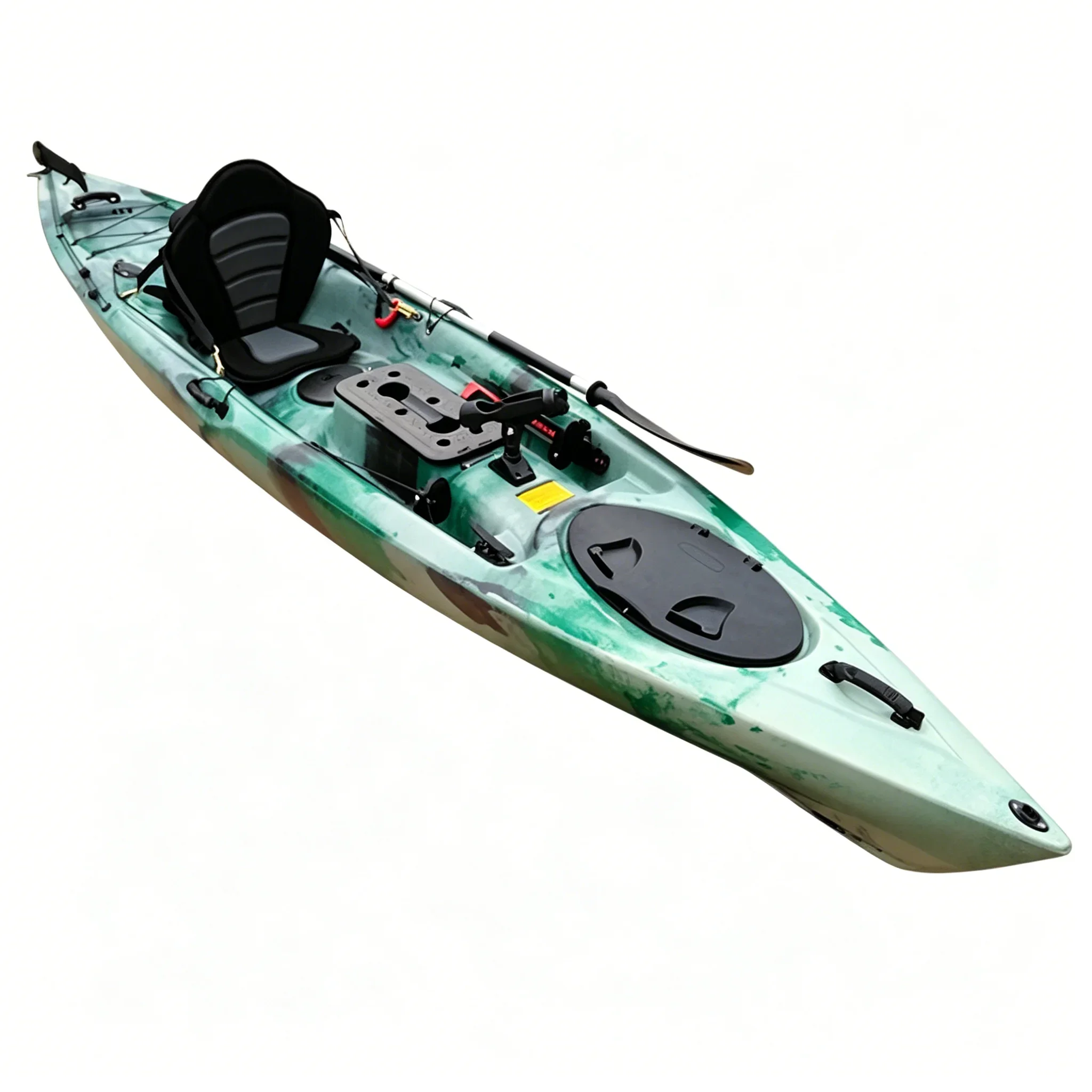 Fishing Kayak Pedal Drive - เรือคายัคตกปลาแบบใช้เท้าเหยียบ ทำจากโพลีเอทิลีน สำหรับผู้ใช้คนเดียว ทนทาน พร้อมที่วางคันเบ็ดและช่องเก็บของ สำหรับทะเลและทะเลสาบ