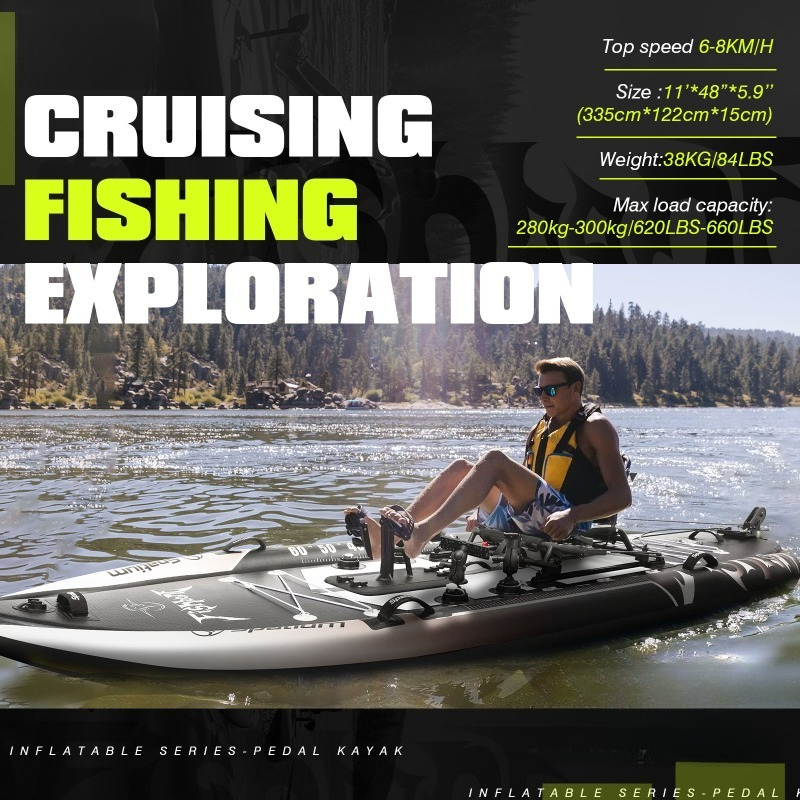 เรือคายัคตกปลาแบบเป่าลม Spatiu - Fishing Kayak Pedal Drive บทวิจารณ์และราคา