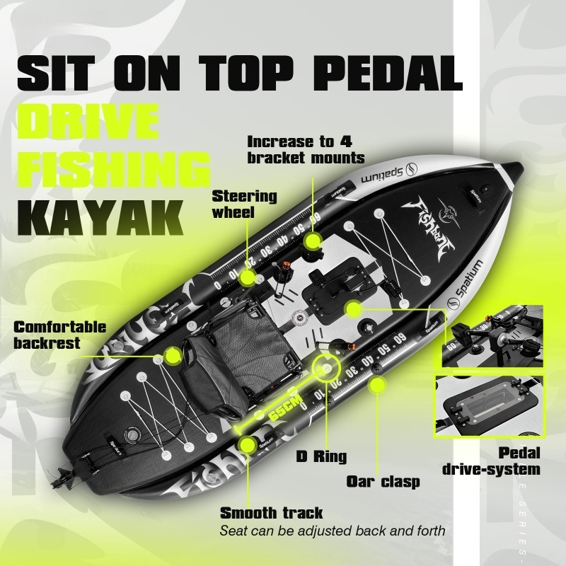 เรือคายัคตกปลาแบบเป่าลม Spatiu - Fishing Kayak Pedal Drive บทวิจารณ์และราคา
